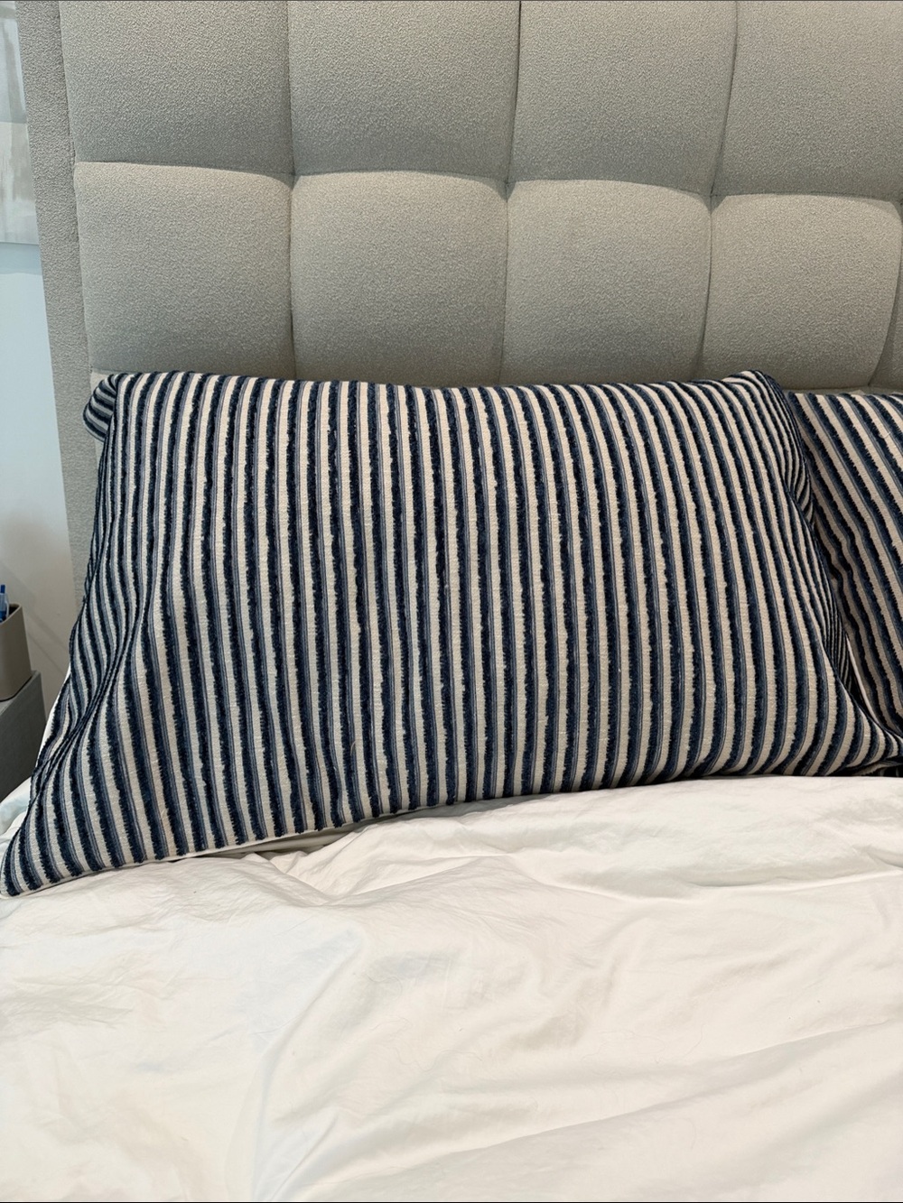 2 Striped Navy and White Decorative Pillow Sham - Home Bedding - Picture 1 of 5